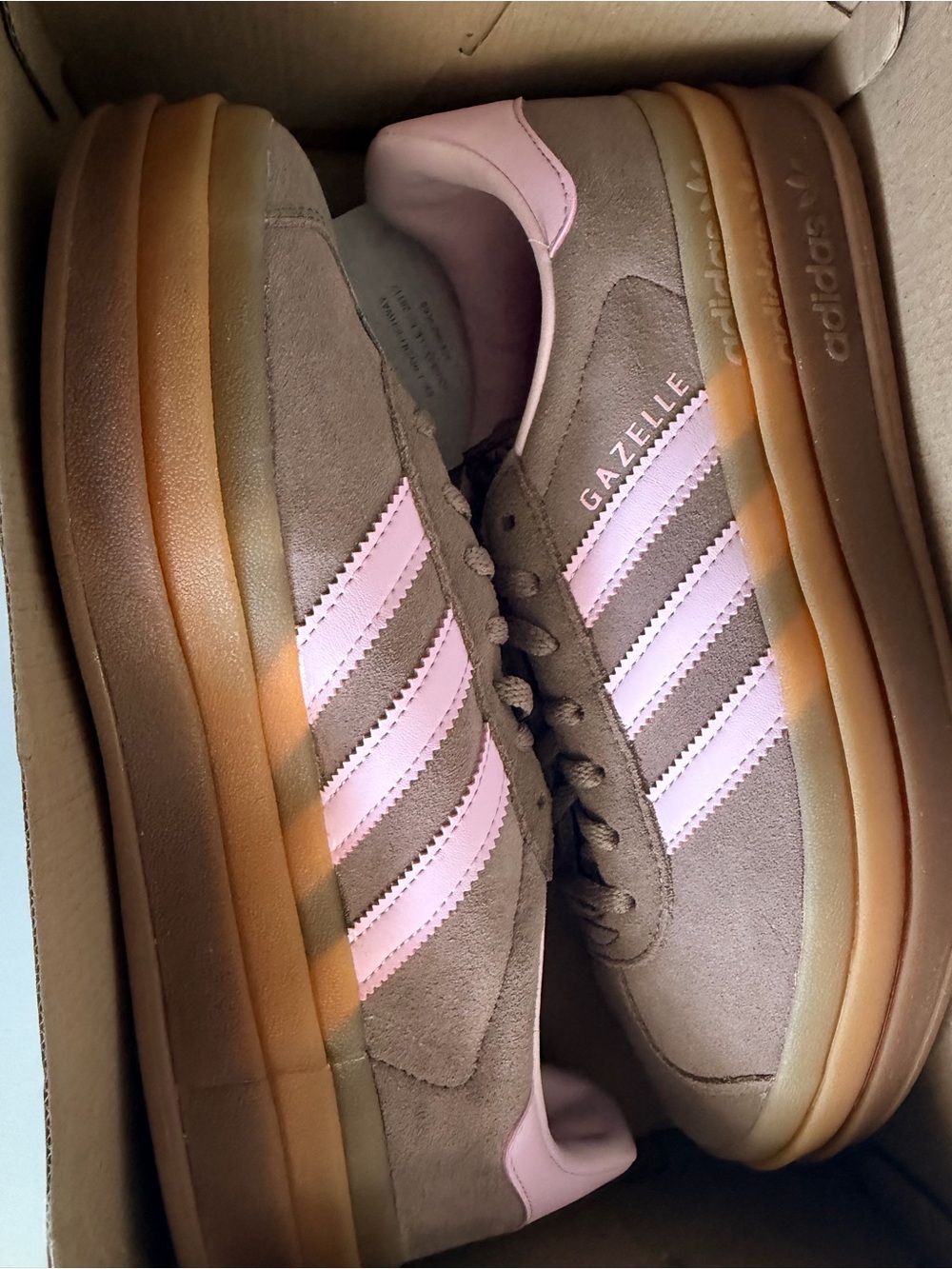 adidas Gazelle Platform Women's Sneakers in Brown and Pink - Picture 5 of 5